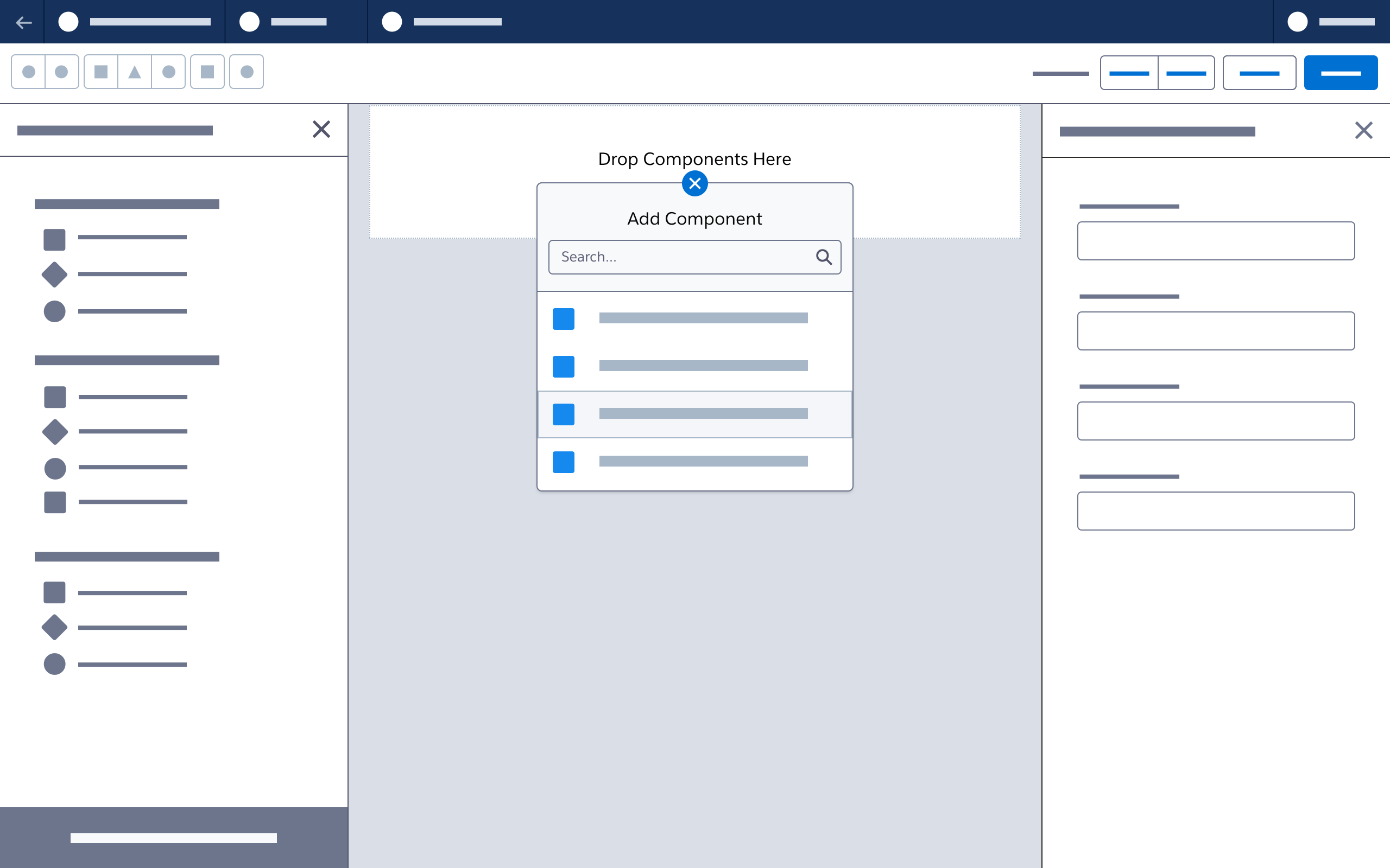 A wireframe showing a click to create popover